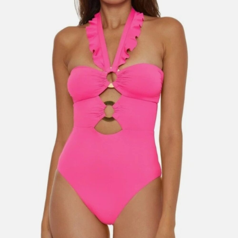 NEW! Soluna Pink Ruffle Cutout One Piece Swimsuit NEW!